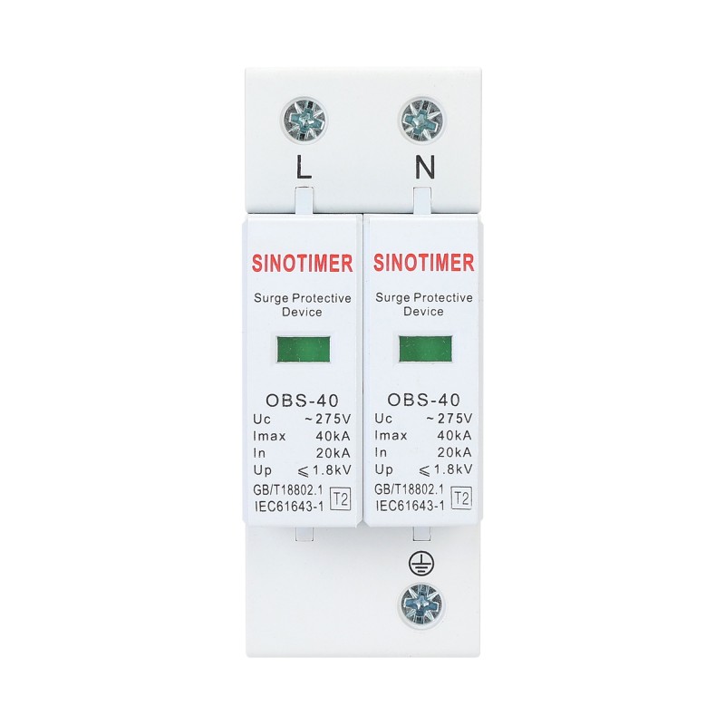 Descarcator de supratensiune AC SINOTIMER OBS-40, Tip 2, 275V, 40kA, 2 poli (L+N)